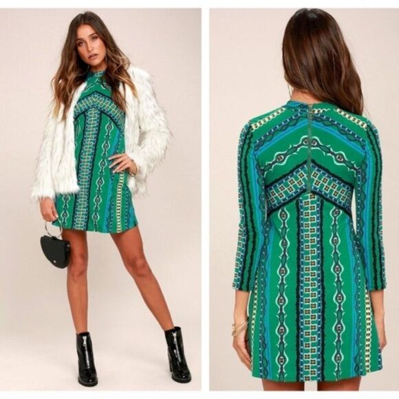 FREE PEOPLE Stella Printed Mini Dress XS New with tags - Picture 1 of 3